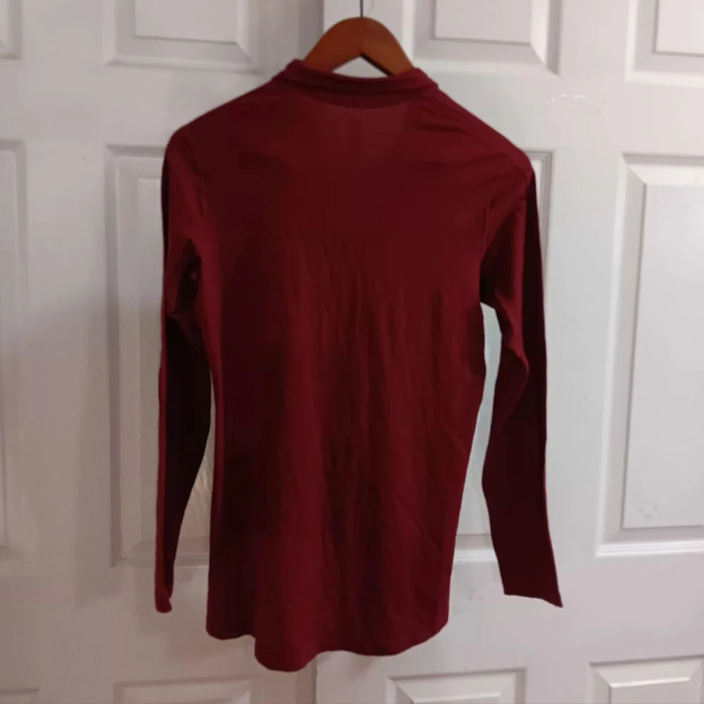 REI Coop Quarter Zip 100% Merino Wool Maroon Long Sleeve Pullover - Picture 2 of 5